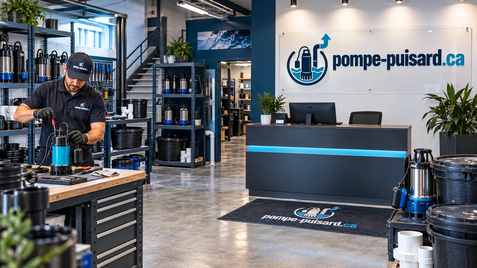 Atelier et inventaire de pompes de puisard